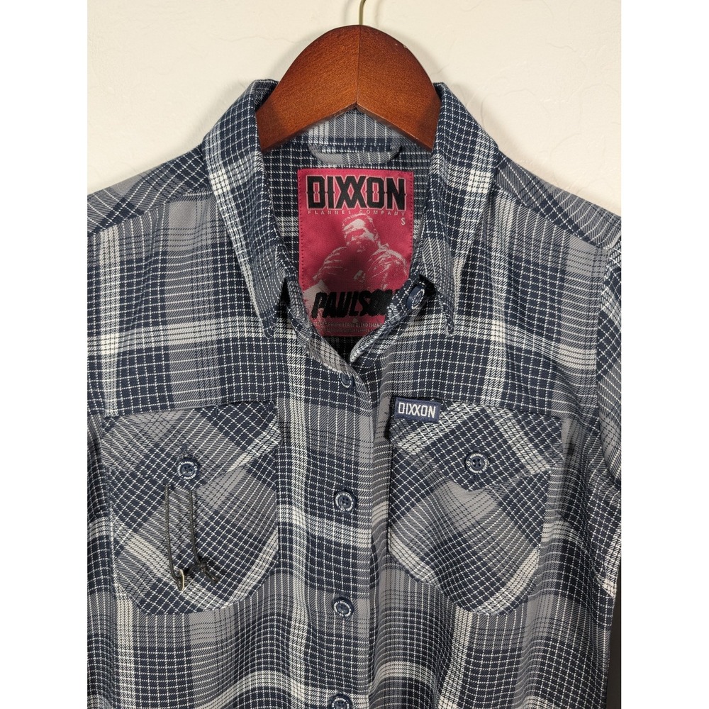 Dixxon Flannel Shirt Womens Small Gray Black Paulson Plaid D-Tech Button Up Logo - Picture 3 of 15